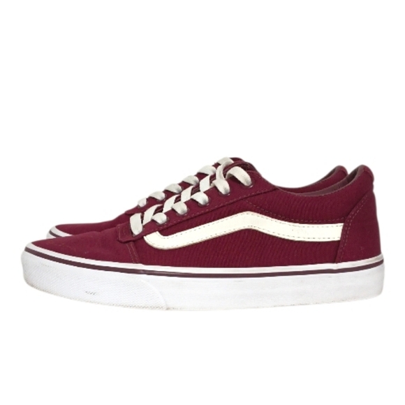 VANS Ward Burgundy White Canvas Low Top Sneakers WOMEN'S SIZE 7.5 - Picture 5 of 9